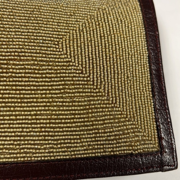Vintage Beaded and Leather Long Clutch Bag Wallet - Picture 4 of 15